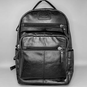 NWT Chaps Ralph Lauren Genuine Leather Laptop Bag Backpack Black